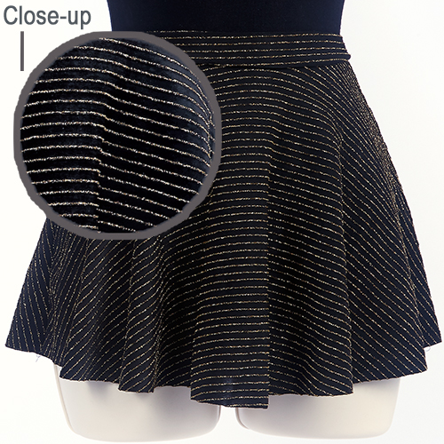 4565GG Ladies Gold Glitter Lines Pull On Skirt - Click Image to Close